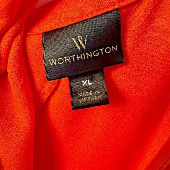 Worthington Orange Sleeveless Top with Tie Neck In Back - Picture 5 of 6